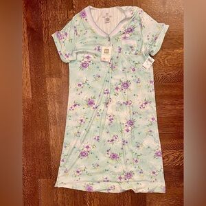 Karen Neuburger Floral Nightgown in Mint and Lavender XL NWT Supersoft